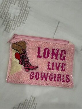 Long Live Cowgirls Beaded Pink Zip Pouch